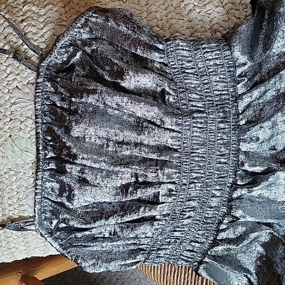 Old Navy silver shine ruche tank, size S - Picture 3 of 8